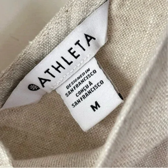 NWT Athleta Retreat Cream Linen Jumpsuit Romper Size Medium - Picture 5 of 11